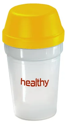 Immagine prodotto di Shaker "Protein" 300 ml - Pratica tazza con tappo a vite per bevande proteiche e sportive, ideale per il fitness e gli ingredienti domestici - PP trasparente/blu standard