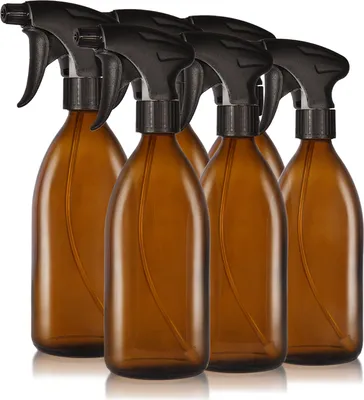 Produktbild von 6x 500ml Sprühkopf-Flasche, Braunglas, schwarz