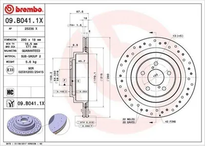 Immagine prodotto di Disco freno BREMBO 09.B041.1X
