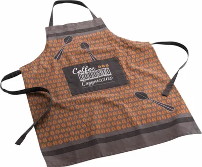 Obrázek produktu pro Kuchyňská zástěra s kapsou CAPPUCCINO, 100% bavlna, univerzální velikost