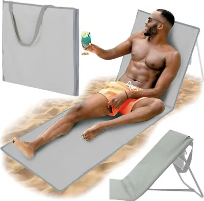 Produktbild von Klappbare Strandliege zum Sonnenbaden, Gartentasche für den Strand mit Rückenlehne 2 in 1