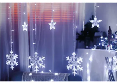 LED-Vorhang mit Sternen & Schneeflocken, 3,5 m, 8 Funktionen