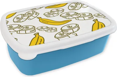 Produktbild von KitchenYeah® Lunchbox Brotzeit Brotdose 17x11 cm Banane - Muster - Obst Kinder Brotzeitdose - Lunch - Kunststoff  - Brotbüchse - Sandwichbox - Lunchbox für Kinder