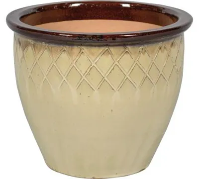 Obrázek produktu pro Květináč Lafiora Lucca keramický glazovaný Ø 31 cm V 27 cm hnědý krémový