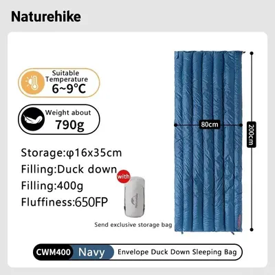 Zdjęcie produktu dla Śpiwór puchowy, ultralekki, zakres temperatur do -20°C, kolor niebieski (CW400)