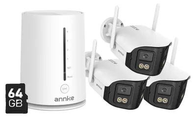 Productafbeelding van Beveiligingscamera, 4MP resolutie, tweewegs audio, 4-kanaals systeem met 3 camera's