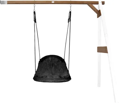 Image de Axi Portique Mural En Bois Blanc / Marron Avec Balançoire Nid D’Oiseau Enfant 100 Cm Roxy | Balançoire Ronde Pour Le Jardin