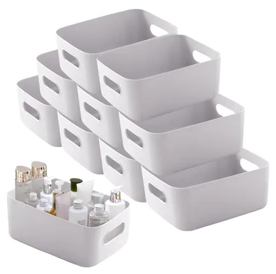Obrázek produktu pro 10 kusů úložných boxů, plast, velké, šedé, rozměry 30 x 20 x 12 cm
