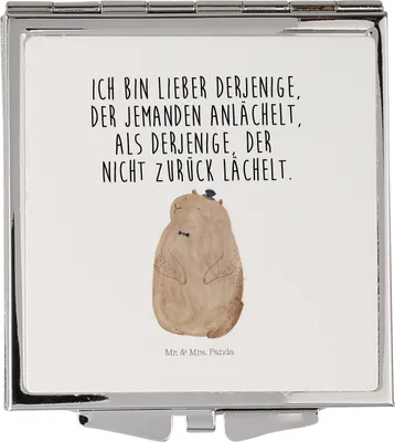 Produktbild von Mr. & Mrs. Panda Schminkspiegel Murmeltier - Weiß - Geschenk, Knigge, Respekt, Anstand, Fröhlichkeit, Kleiner Spiegel, Handspiegel, Freundlichkeit, Lustige Sprüche