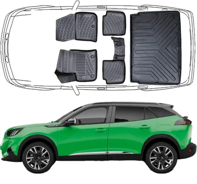 Produktbild von 3D Fußmatten & Obere Kofferraumwanne Auto Set Kompatibel mit Peugeot e-2008 ab 2020