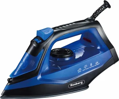 Obrázek produktu pro Žehlička Rosberg R51050G, 1850–2200 W, Keramická, Samočisticí, Termostat, 160 ml, Modrá/černá