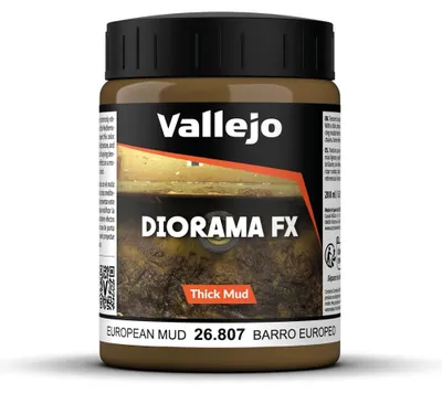 Produktbild von Vallejo Diorama FX Acrylfarbe Erde Realistisch, 200 ml. Für Terrain-Texturen, Erde, Schnee, Wasser und Schlamm in Modellbau. Ideal für detaillierte Dioramen und Modelle.
