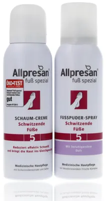 Produktbild von Pflegeset für Schwitzfüße mit Schaumcreme und Fußpuderspray