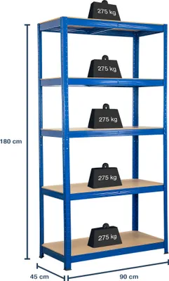 Produktbild von SCHMIDT security tools Schwerlastregal 180x90x45cm Steckregal 275kg pro Boden