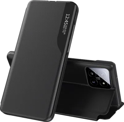 Immagine prodotto di Custodia Flip per Xiaomi 14, custodia in Finto cuoio con funzione di finestra e supporto nero