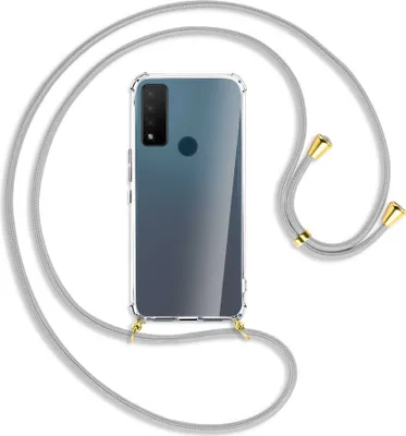 Produktbild von Handykette Backcover-Schutzhülle mit Band (Metall goldfarben) für TCL 20 R 5G - silbergrau