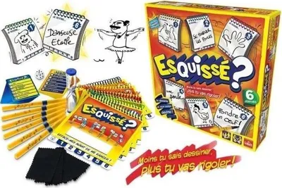 Produktbild von Goliath Esquissé 6 Spieler, Partyspiel, Zeichenspiel, ab 8 Jahren, mit 100 Karten, Stiften und Sablier