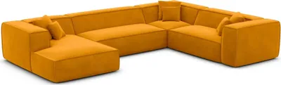 Produktbild von Samtstoff U-Form XXL Wohnlandschaft Arelia Senf Links