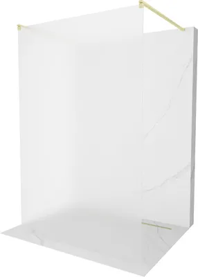 Produktbild von Mexen Kioto freistehende Duschwand 100 x 200 cm, satiniert 8 mm, gebürstetes Gold - 800-100-002-55-30