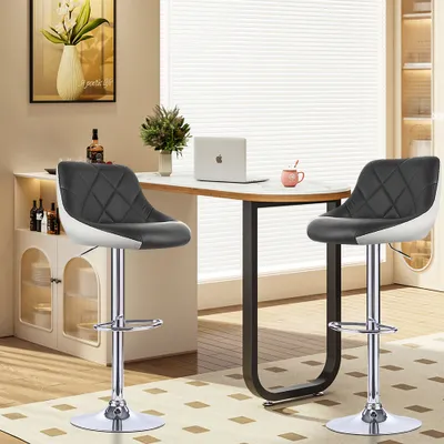 Produktbild von Barhocker 2er-Set,PU gepolsterte Barhocker,moderner drehbarer Barstuhl mit Rückenlehne, Frühstücksstühle für die Küche, höhenverstellbar (53-73 cm)