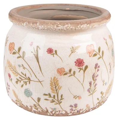 Obrázok produktu pre Clayre & Eef Kvetináč Ø 20x15 cm Ružovo-béžová Keramické kvety
