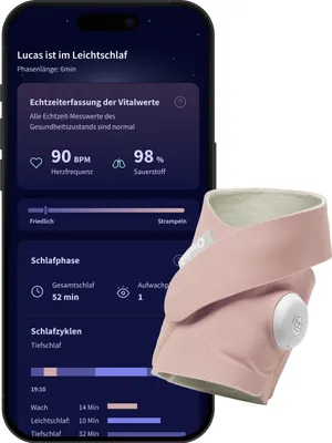 Produktbild von Owlet Dream Sock Pulsoximeter für Babys Herzfrequenz, Sauerstoffsättigung Rosa