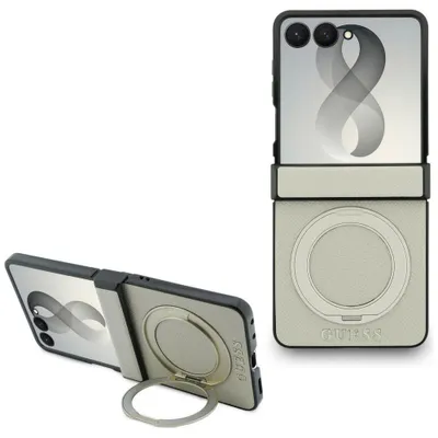 Produktbild von Handyhülle Guess Magnetic Ring Stand Classic für Galaxy Z Flip8 mit MagSafe, Beige