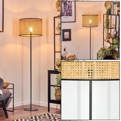 Produktbild von Casalina Stehlampe aus Metall/Wiener Geflecht/Rattan in Schwarz/Natur