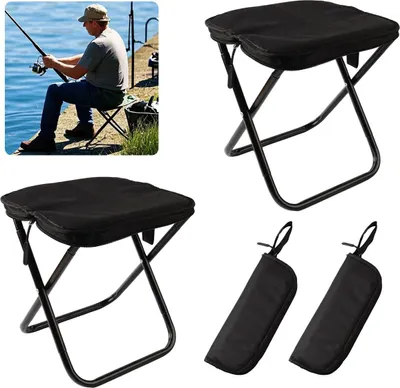 Produktbild von Tragbarer Klapphocker 2er-Set,Robuster Campinghocker mit 600D Oxford-Gewebe, leicht Klappstuhl,faltbar Campingstuhl,Angelstuhl für Outdoor-Aktivitäten