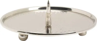Produktbild von Kerzenteller Ø 12cm Innen Messing Vernickelt Vernickelt mit Dorn Teller Poliert