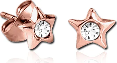 Produktbild von viva-adorno 1 Paar Damen Ohrringe Mädchen Ohrstecker 925 Silber Sterne Rosegold Zirkonia Z533.D6