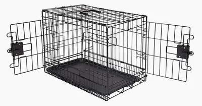 Productafbeelding van Opklapbare hondenbank van metaal met lade, met dubbele deur, zwart, 56x33x40 cm