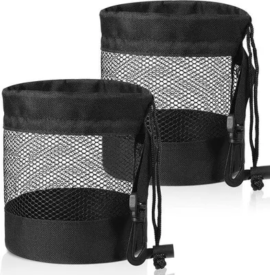 Image de Porte-balles de golf, sac en nylon, sac en filet, cordon de serrage, pour balles de tennis et de billard, pour jouets d'enfants (noir)