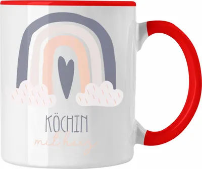 Produktbild von Trendation - Köchin Tasse Geschenk Danke Kaffeetassse Geschenkidee für Köchin mit Herz Spruch Frauen (Rot)