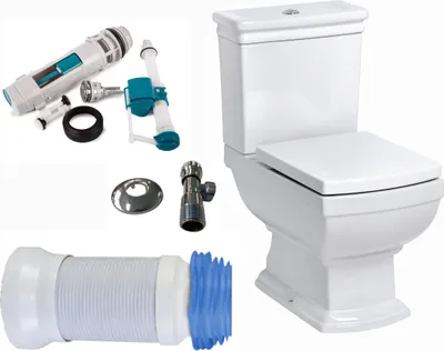 Immagine prodotto di Kerra | WC compatto - 65x35x79,5 cm - Bianco - Con coperchio - Scarico orizzontale