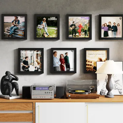 Produktbild von Schallplattenhalter 30,5 x 30,5 cm, 2 Stücke, schwarz, für Wand
