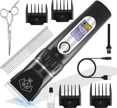 Produktbild von Forever Fellscheren,Profi Schermaschine LCD Hundeschermaschine Kabellose 5 Feineinstellstufen 10 Teiliges Hundeschermaschine-Set Leise