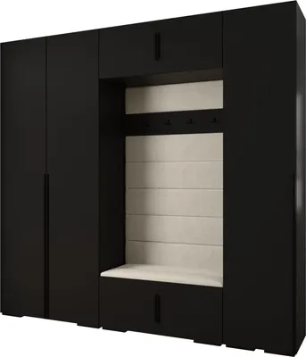 Produktbild von MEBLE KRYSPOL Inova 1 Möbelset Garderobe, 236,7x250x47cm - Schwarz, Manila 02, Schwarz