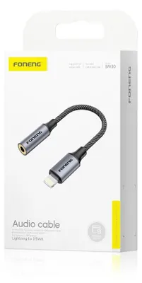Zdjęcie produktu dla Foneng Adapter Bm30 Lightning - Jack 3.5Mm 0.14M Czarny