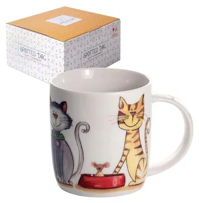 Katzenbecher 350 ml – Keramik-Tasse mit Katzenmotiv, Geschenkbox