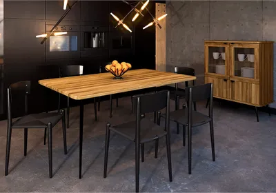 Produktbild von Esszimmer Set 2-teilig Esstisch 180x80 cm in Eiche massiv geölt, KABALA-165