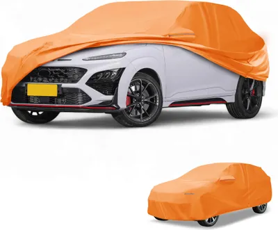 Produktbild von Autoabdeckung Wasserdicht Alle Wetter Automobil Au?en Anti-UV Sonne Regen Schutz Voll Au?enabdeckung fš¹r Hyundai Kona 210D-PU Orange mit Reflektierenden Streifen