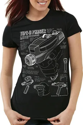 Produktbild von style3 Phaser 2265 Blaupause T-Shirt Damen NCC-1701 trek trekkie star, Farbe:Schwarz, Größe:XS