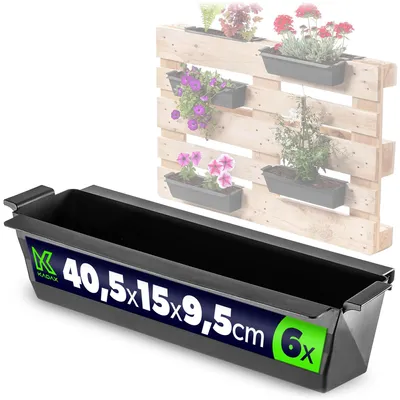 Obrázok produktu pre KADAX box na kvetináče pre europalety, čierny 6 kusov, box na kvetináče pre palety, box na kvetináče pre europalety odolný voči poveternostným vplyvom, box na kvetináče pre palety