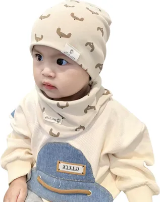 Produktbild von Baby Mütze Schal Set, Baumwolle, weiche Beanie und Schlauchschal, warm im Winter