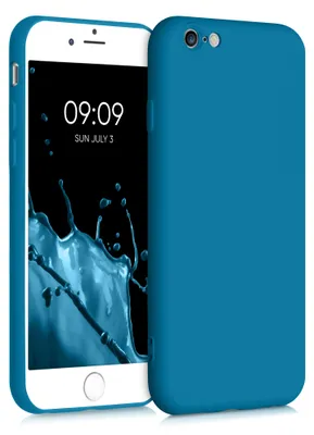 Produktbild von kwmobile Hülle kompatibel mit Apple iPhone 6 / 6S Hülle - gummierte TPU Silikon Handyhülle - Schutzhülle für kabelloses Laden - Case in Karibikblau