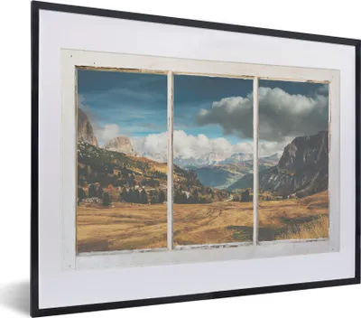 Produktbild von MuchoWow® MuchoWow® Gerahmtes Poster Aussicht - Landschaft - Hügel 40x30 cm - Poster mit zchwarzem Bilderrahmen - Bilderrahmen - Poster im Rahmen