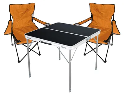 3-teiliges Campingmöbel Set orange Tisch + 2 Campingstühle mit Tasche
