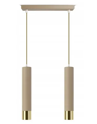 Produktbild von FKL DESIGN Home Deco Deckenlampe Deckenleuchte 2-flammig GU10 Metall Lampenshirm Lampe aus Serie N857 (Ecru, BZ2)
