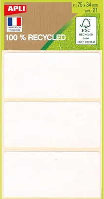 Obrázok produktu pre agipa 101344 agipa Vielzweck-Etiketten, 34 x 75 mm, weiß, 100% recycelbar